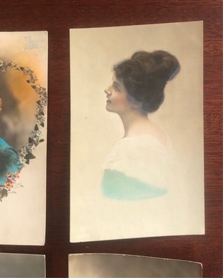 Lote 6 Postales Antiguas Románticas Mujeres