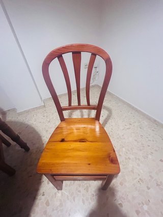 Mesa redonda madera con cristal y 4 sillas