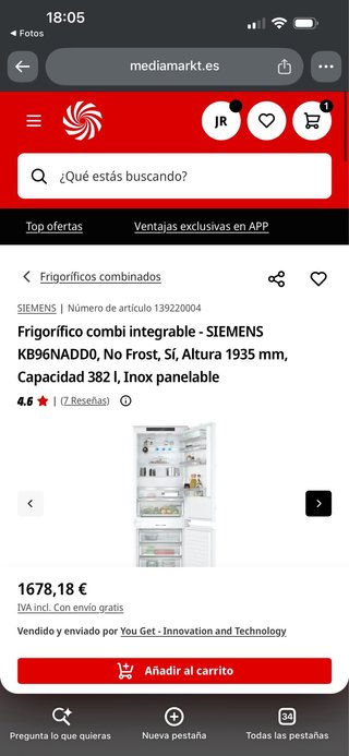 713.Frigorifico Combi Siemens IntegraNuevo 2x70