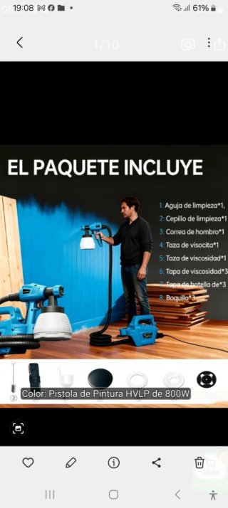 Pistola Pintura HVLP 800W TILSWALL Nueva