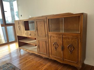 Mueble comedor madera y cristal
