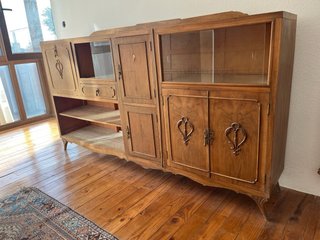 Mueble comedor madera y cristal