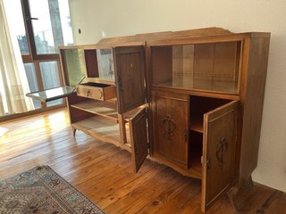 Mueble comedor madera y cristal