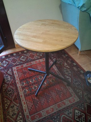 Mesa redonda madera maciza roble 60x73