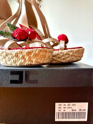 Elisabetta Franchi Sandali Piattaforma Ciliegie