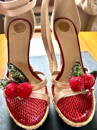 Elisabetta Franchi Sandali Piattaforma Ciliegie