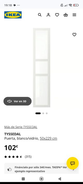 Puertas TYSSEDAL para vitrina