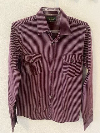 Camisa Zara Hombre Rayas Morado Talla M