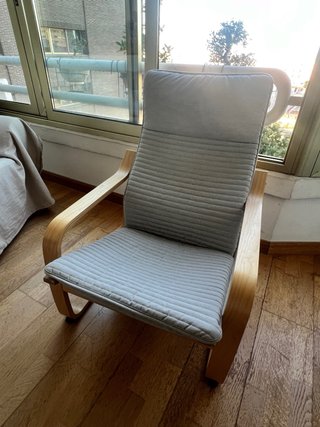 Hamaca Ikea Madera Funda Gris (Modelo POÄNG)
