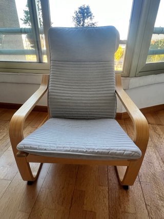 Hamaca Ikea Madera Funda Gris (Modelo POÄNG)