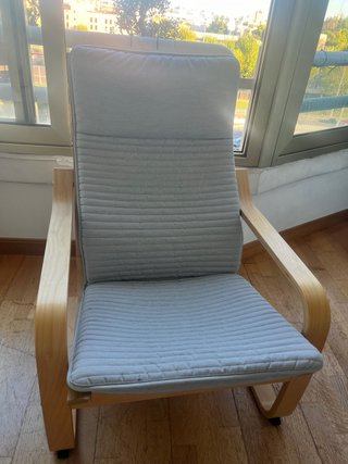 Hamaca Ikea Madera Funda Gris (Modelo POÄNG)