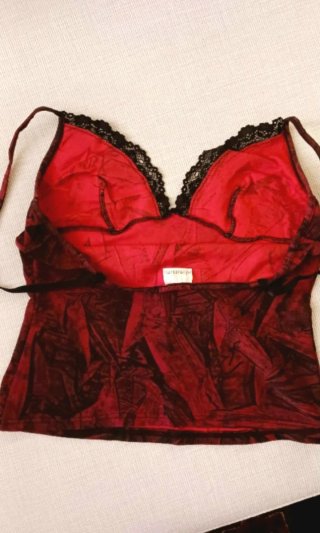 Top Corsetto Intimissimi Vintage Y2K Rosso Nero