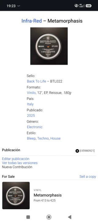 Infra-Red - Metamorphasis BTL022 Vinilo