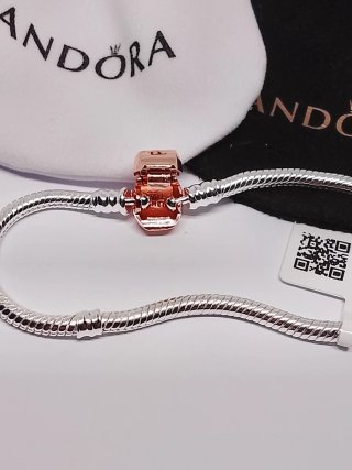 Pulsera Pandora Barril Oro Rosa Plata 18cm