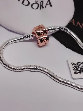 Pulsera Pandora Barril Oro Rosa Plata 18cm