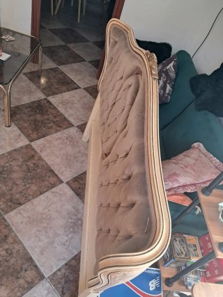 Cabecero de cama terciopelo beige y dorado