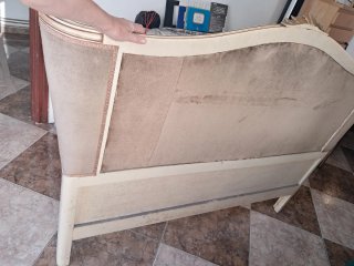Cabecero de cama terciopelo beige y dorado