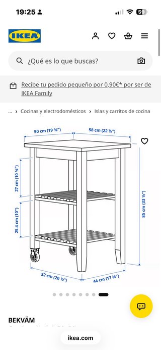 Carrito de cocina IKEA BEKVÄM abedul
