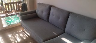 Sofá modular gris 3 plazas + chaiselongue