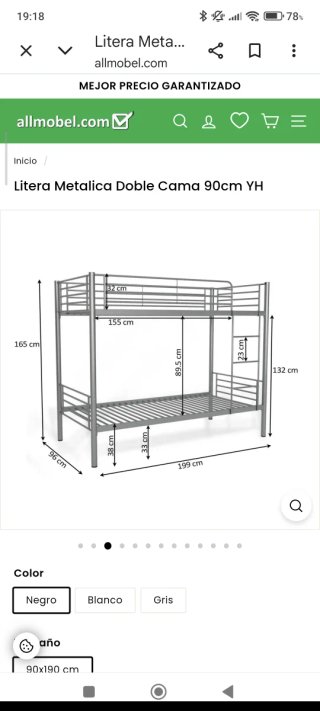 Litera Metálica Doble Cama 90cm