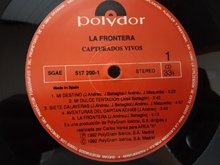 La Frontera Capturados Vivos 2 LP vinilo 1992