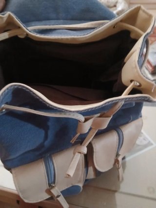 Mochila juvenil denim y beige