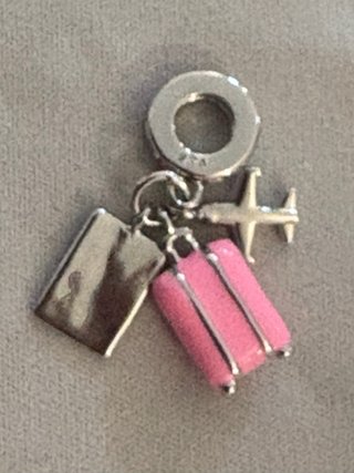 Charm Viaje Avión Maleta Plata S925