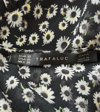 Zara Trafaluc Top Floreale Maniche Lunghe