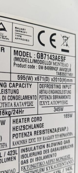 NEVERA COMBI L.G NO FROST ENERGÍA A+
