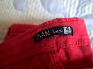 Lote 3 pantalones talla 16  (rojo, verde azulado,