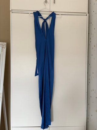 Vestido midi azul eléctrico con lazada