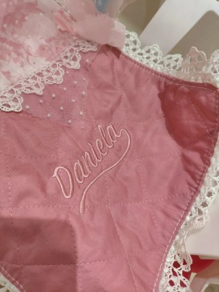 Cuna para muñecas rosa con osito