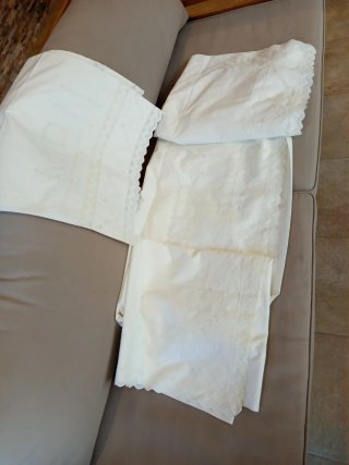 Juego de cama bordado de algodón blanco