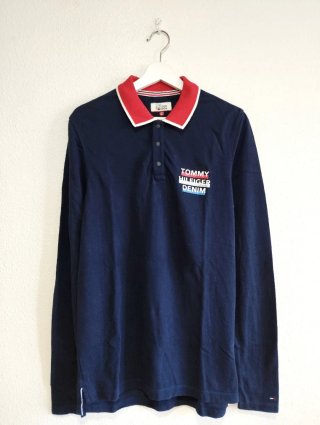 Polo Tommy Hilfiger manga larga azul L