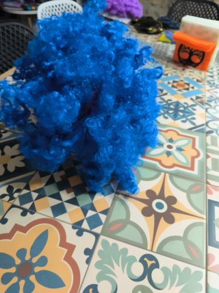 Peluca de disfraz azul