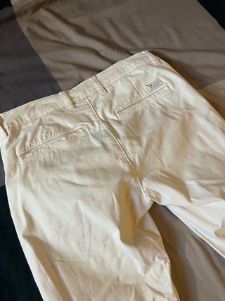 Pantalón chino Zara hombre beige/blanco