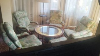 5 Sillones reclinables madera + mesa