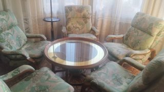 5 Sillones reclinables madera + mesa