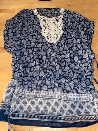 Paréo donna taglia unica blu e bianco