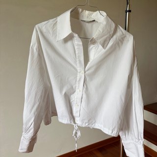 Camicia Zara bianca crop con laccetto
