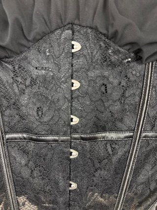 Corsé Negro Encaje Tul Talla XL