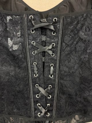 Corsé Negro Encaje Tul Talla XL