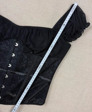 Corsé Negro Encaje Tul Talla XL