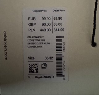 Vaqueros Calvin Klein Negros 36Wx32L