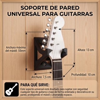 Soporte Pared Guitarra/Bajo Negro
