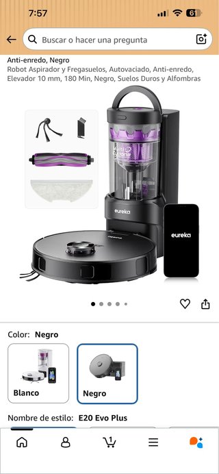 Robot Aspirador Eureka E20 Evo Plus Negro