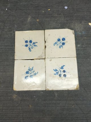 4 Rajolas Catalanas Antiguas Azules
