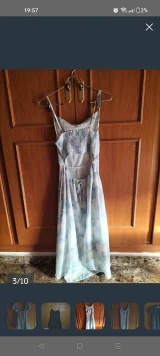 Vestido tirantes largo azul y blanco