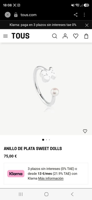 Anillo Tous Plata Sweet Dolls Ajustable