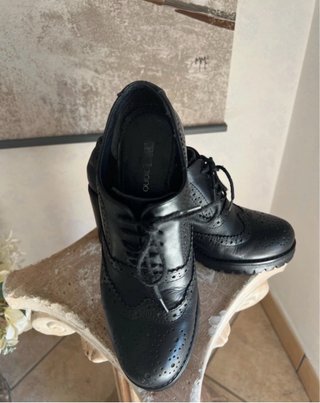 Scarpe donna tacco comodo pelle nera